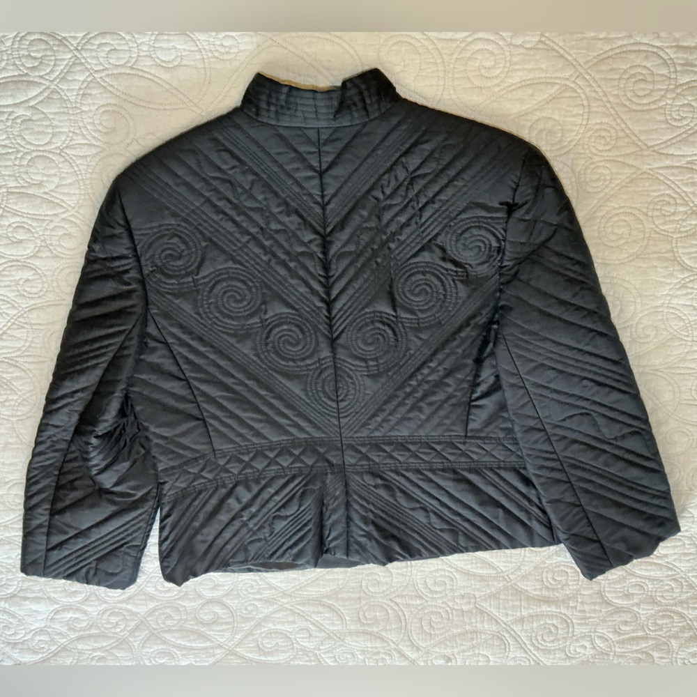 Linda Allred by Ellen Tracy black quilted jacket women’s size 14 - Picture 3 of 9